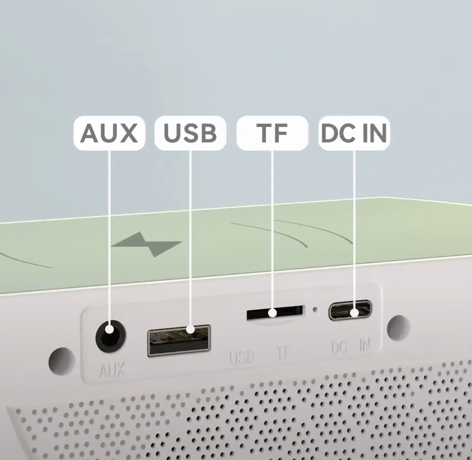 G-Shaped Bluetooth Speaker Wireless Charger 4 Bluetooth Speaker & Wireless Charger's ports